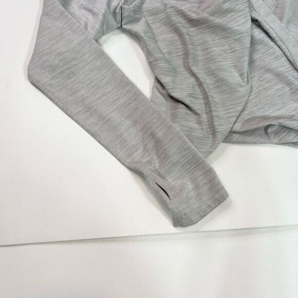 Zyia Top Womens Medium Heather Gray Active Haze Yoga Wrap Shawl Hooded Thumbhole - Picture 4 of 8